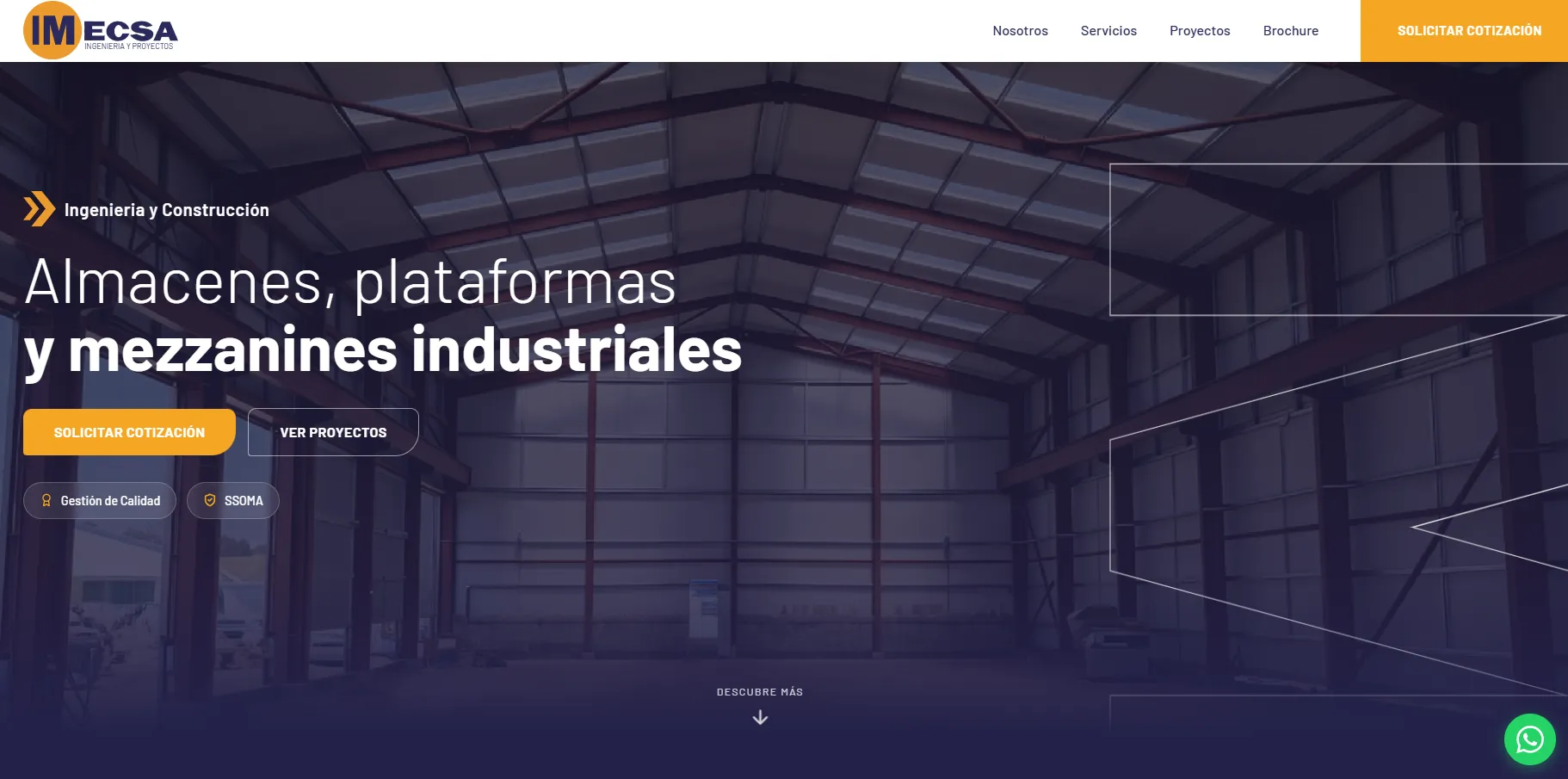 Sitio web desarrollado para IMECSA, empresa de ingeniería y construcción industrial
